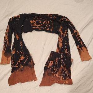 Black and Orange Tie-Dye Shrug